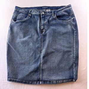 LEXI Jeans Women's Size 20 Blue Denim Knee Length Pencil Skirt Stretch Y2K